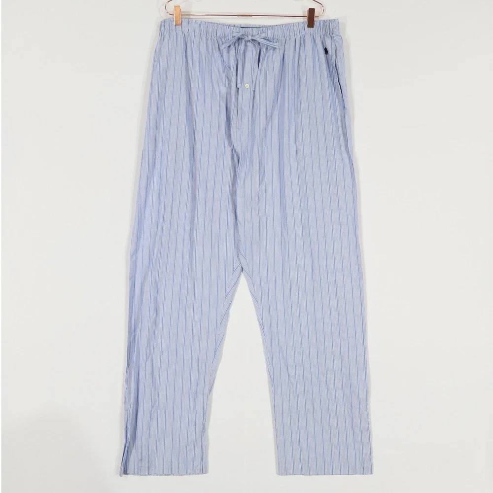 Polo Ralph Lauren Pajama Pants Men 1XL Blue Striped Cotton Casual Comfy $55 NWOT